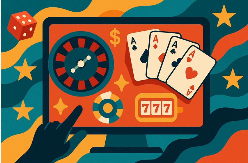 RocketPlay Casino interface showing slot games and login panel